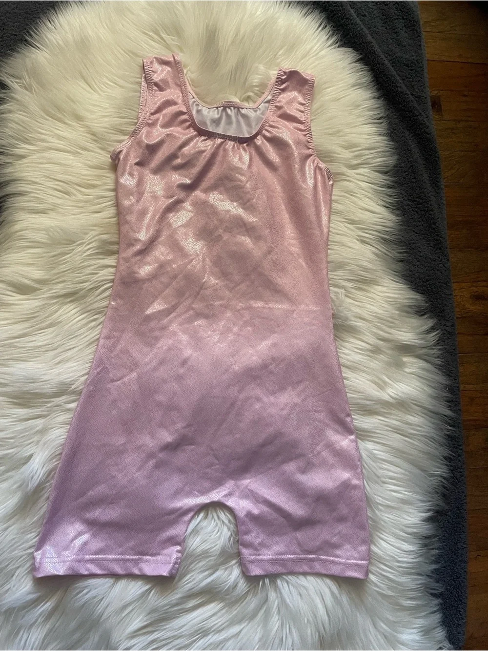 Girls' Pink Shiny Tank One-Piece